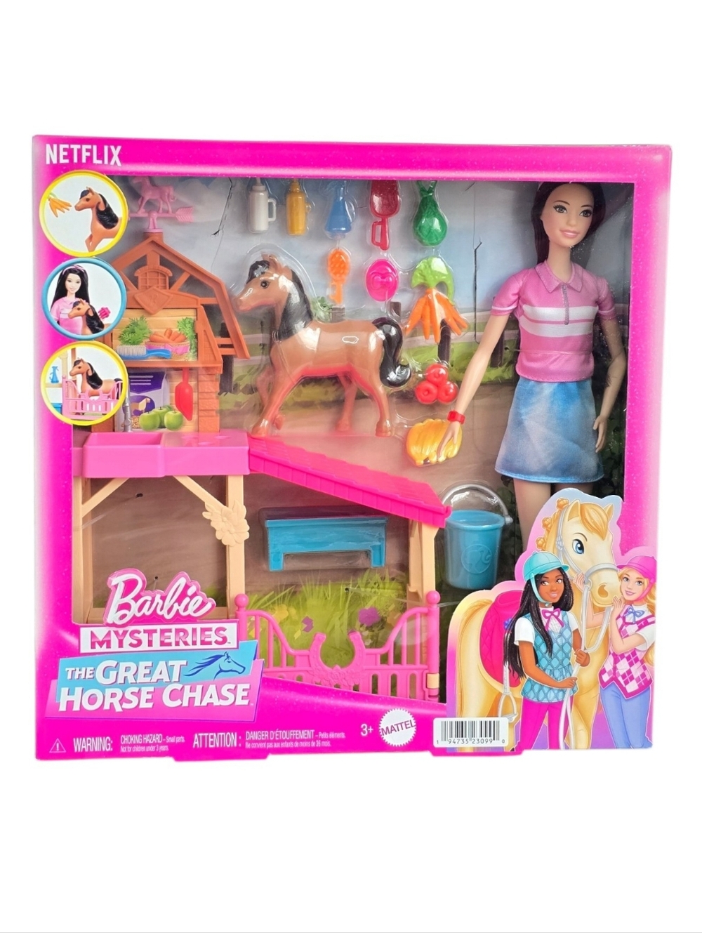 *NWT* Barbie Mysteries: The Great Horse Chase Stable Playset with Fashion Doll